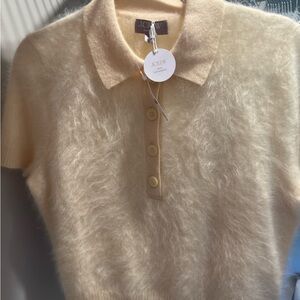 J. Crew brushed cashmere Women's Soft Creamy Yellow Button Sweater